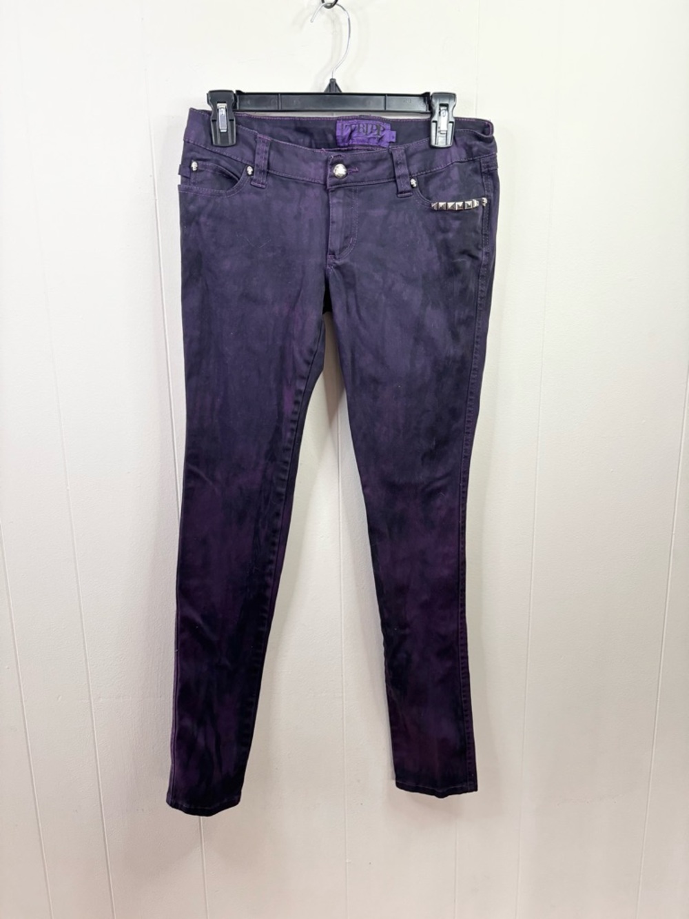 Tripp NYC purple skinny jeans low-rise fit studded detailing Y2K juniors size 9